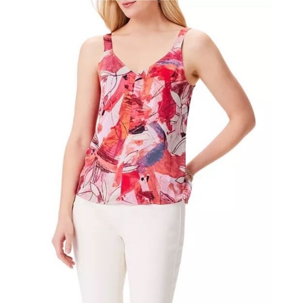 New‎ NIC+ZOE Scribble Bouquet Crepe Cami in Pink Multi Size XL